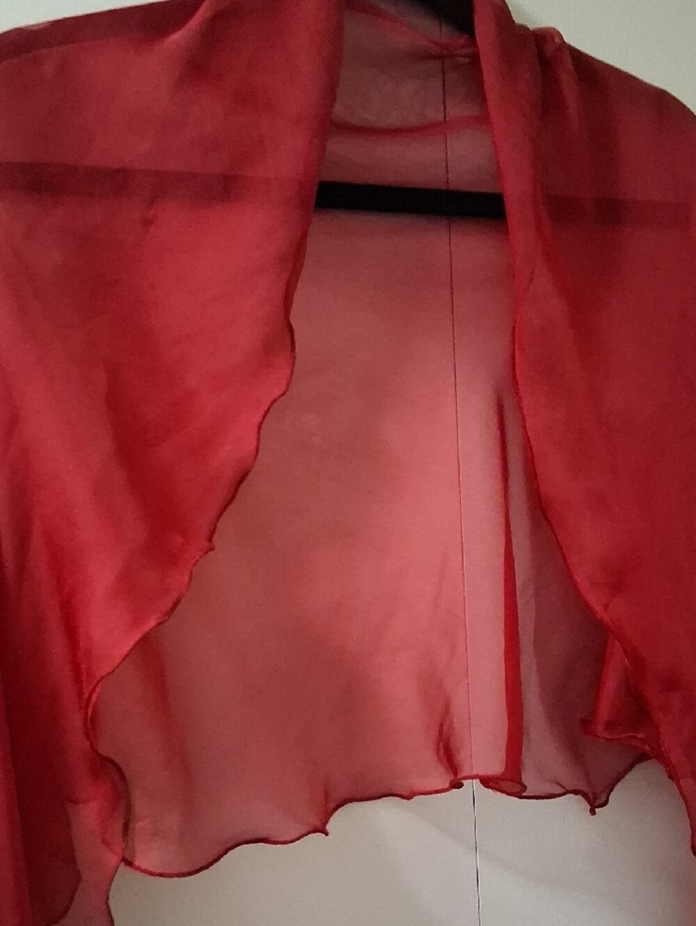 Red Sheer Chiffon Shawl - Lightweight Women’s Wrap - Picture 4 of 5